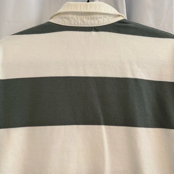 Aerie Striped Cropped Rugby Shirt Sporty Prep Oversized Womens XS Green White - Picture 9 of 13
